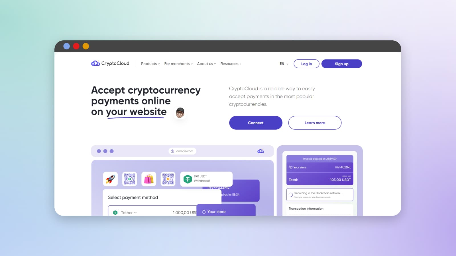 Accepting payments in cryptocurrency using CryptoCloud.