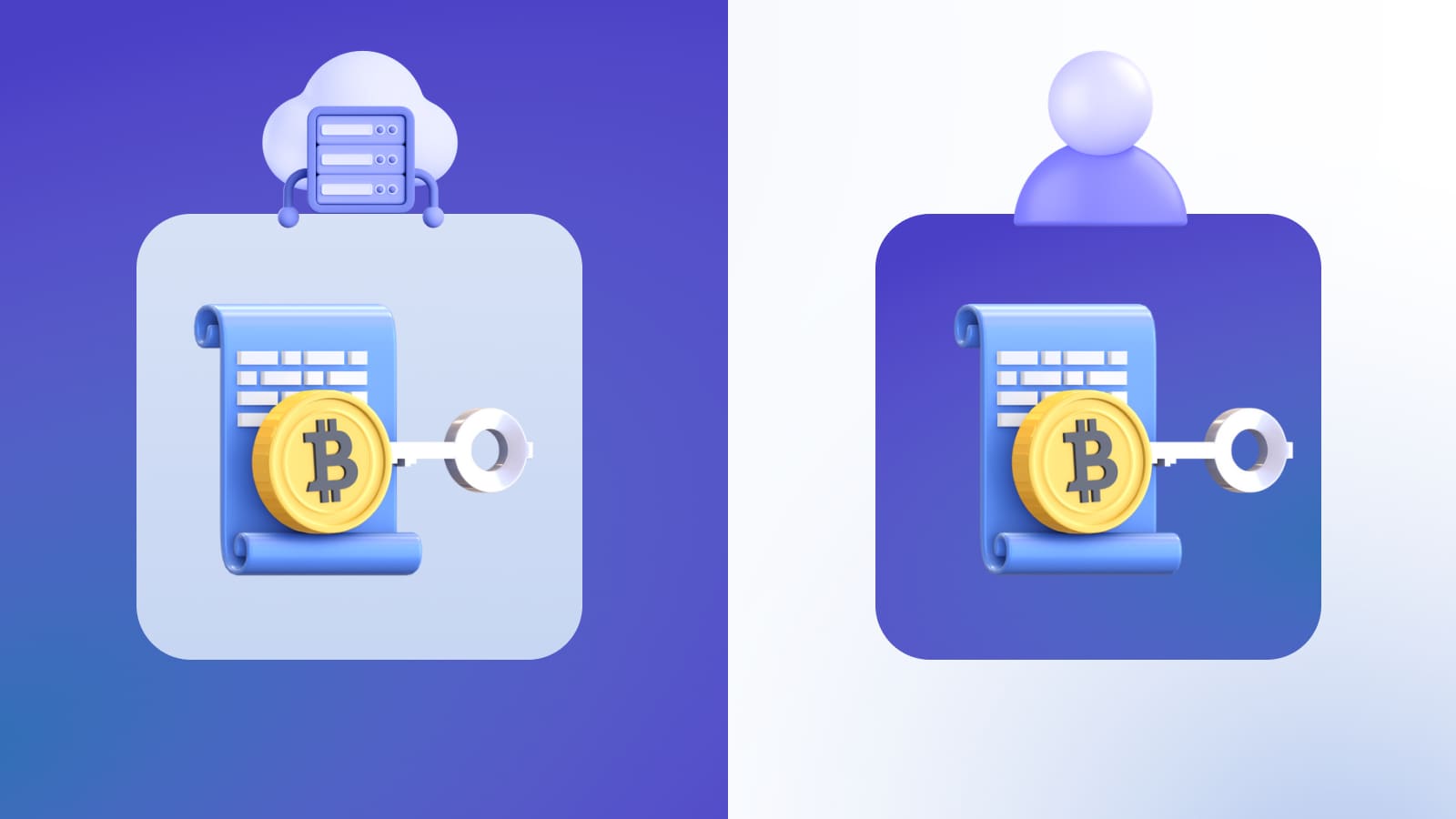 A cryptocurrency wallet can be of two types: custodial and non-custodial.