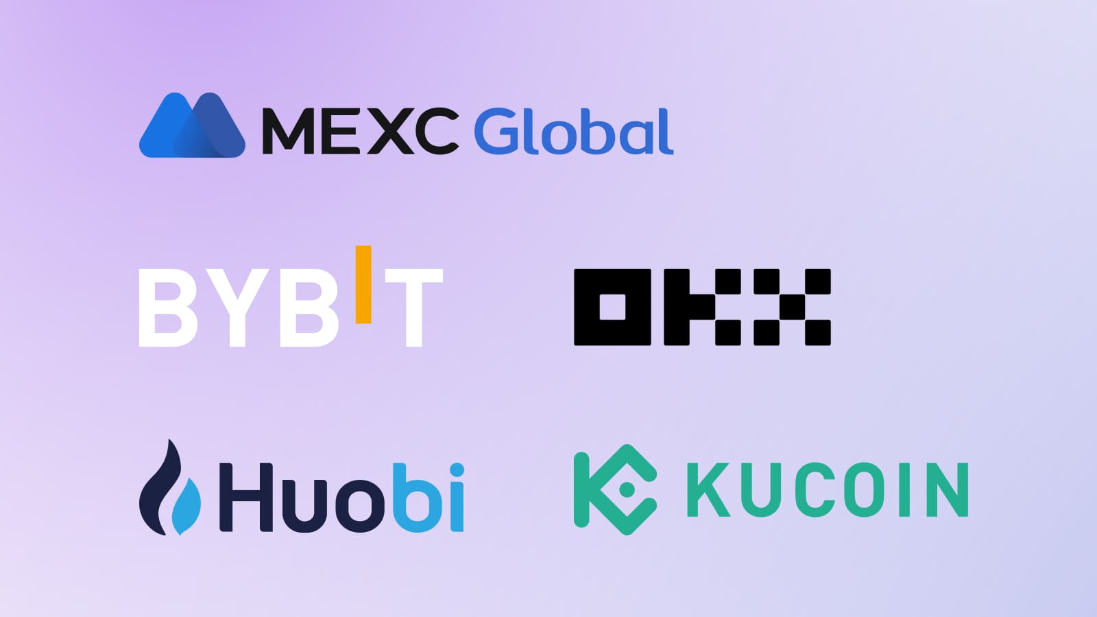 В России доступны следующие криптобиржи: Bybit, OKX, Huobi, KuCoin, MEXC.