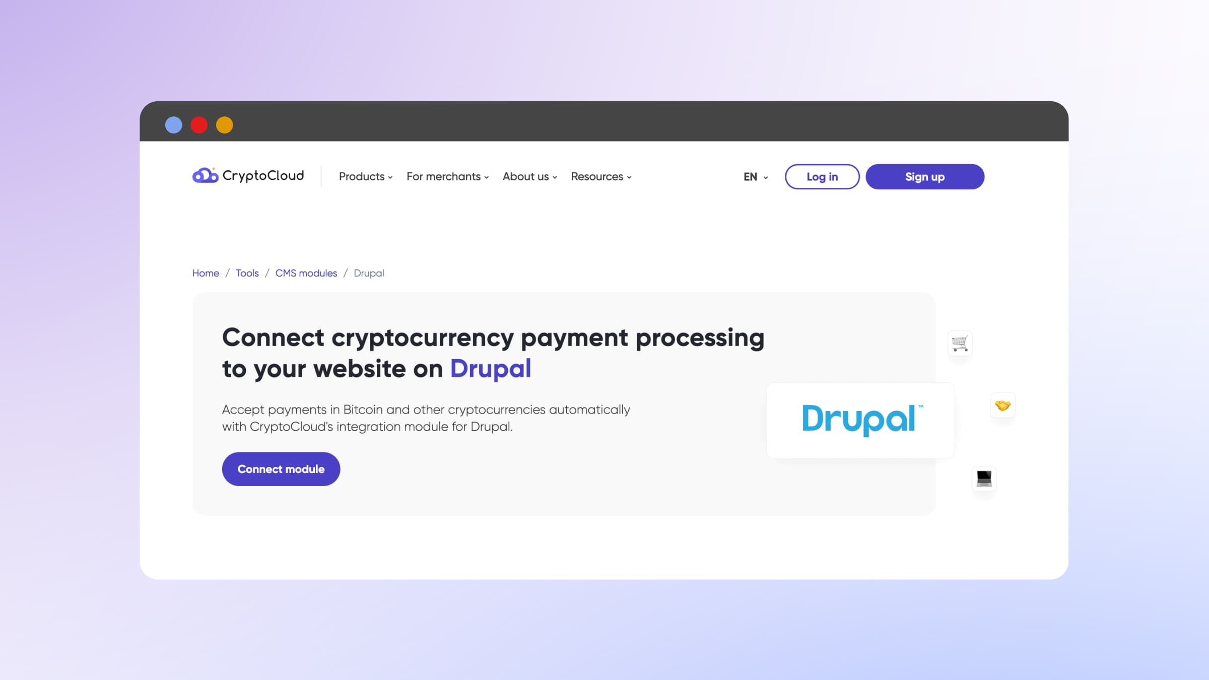 CryptoCloud allows you to connect a cryptocurrency payment gateway to a website on Drupal.
