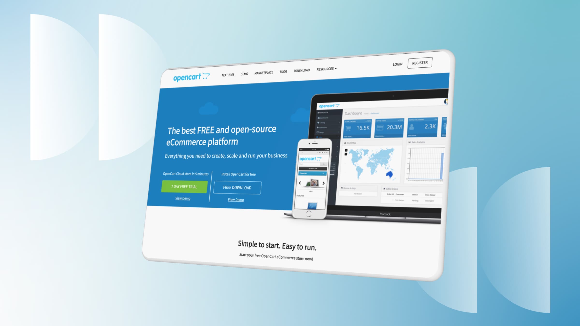 OpenCart — CMS с открытым кодом и обширной библиотекой тем и модулей для создания сайта.