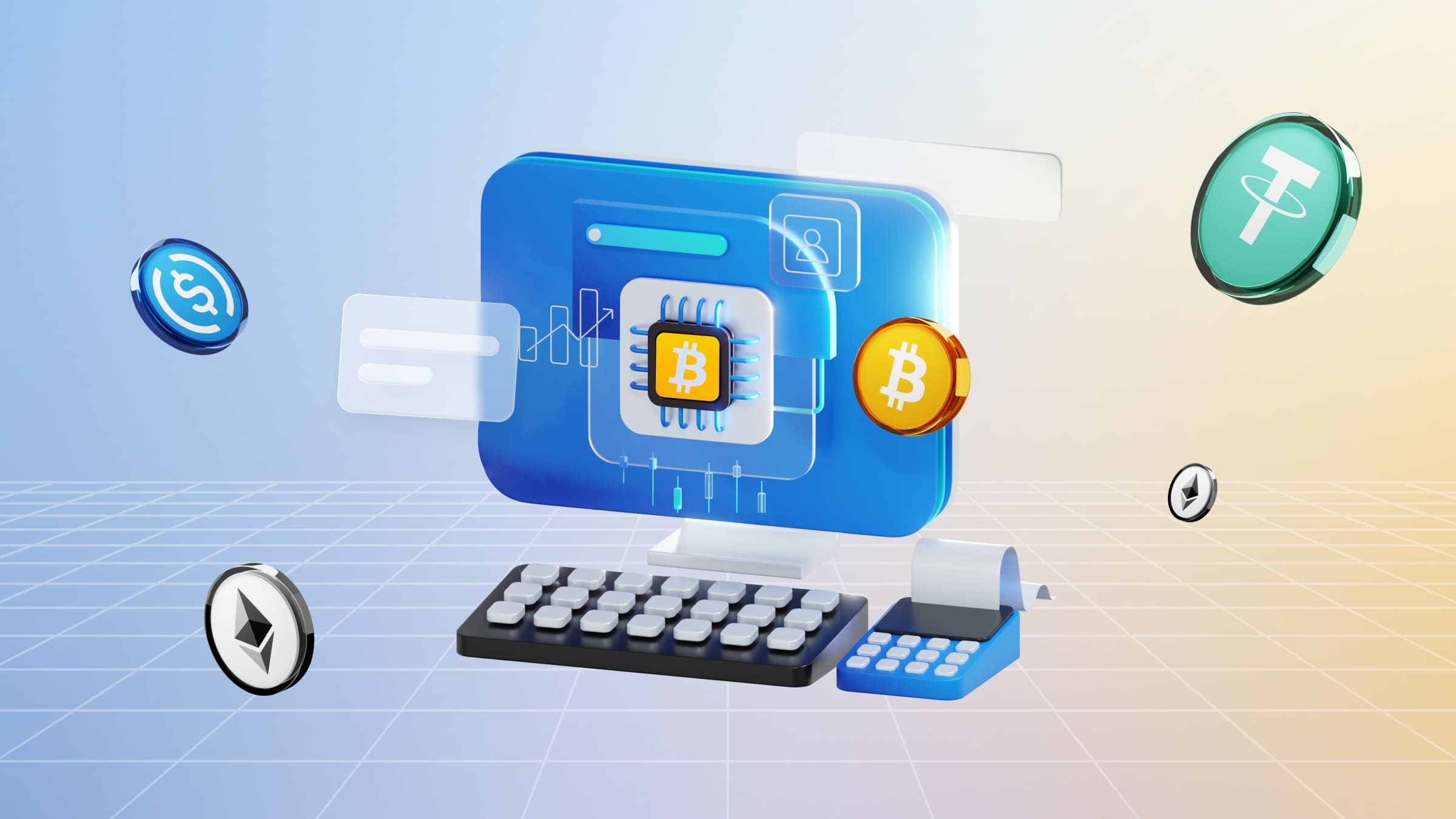 Desktop cryptocurrency wallets are installed on a personal computer.