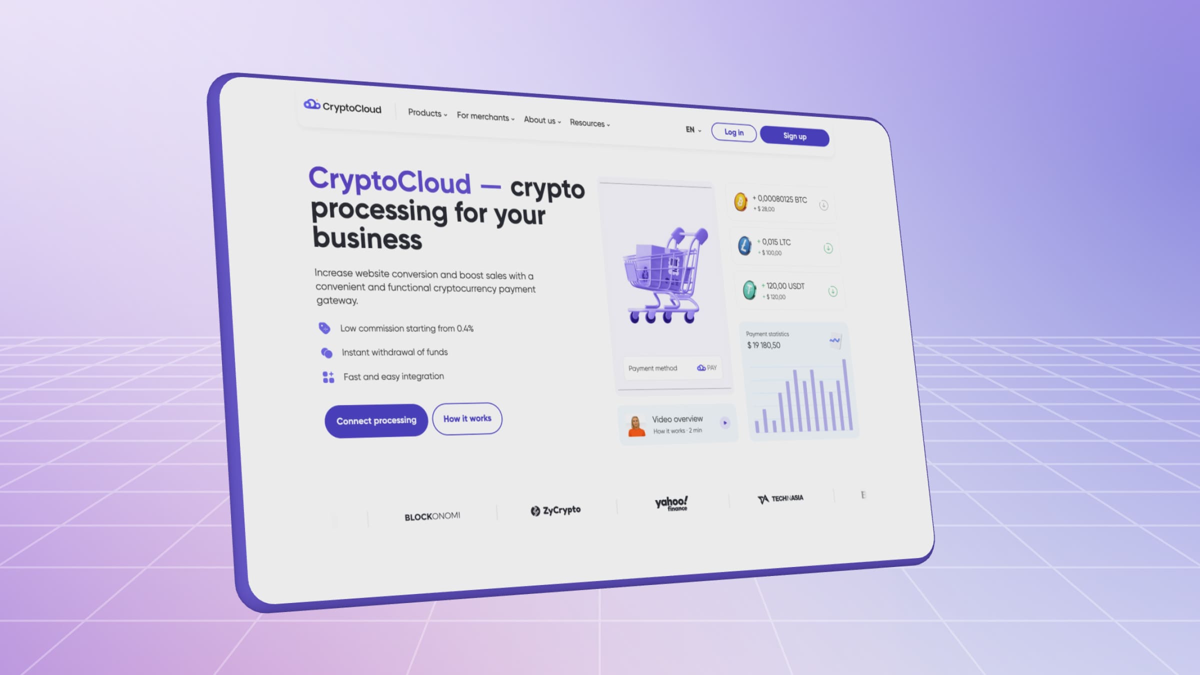 CryptoCloud is a secure crypto processing for businesses, which makes it easy to accept cryptocurrency payments.