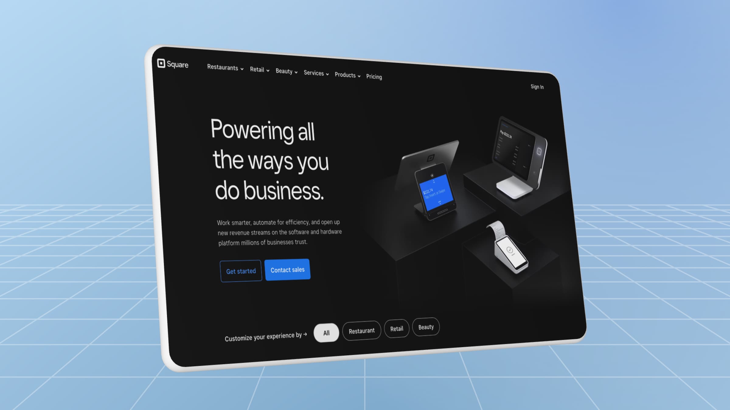 You can accept payments on the website with Square's Internet acquiring.