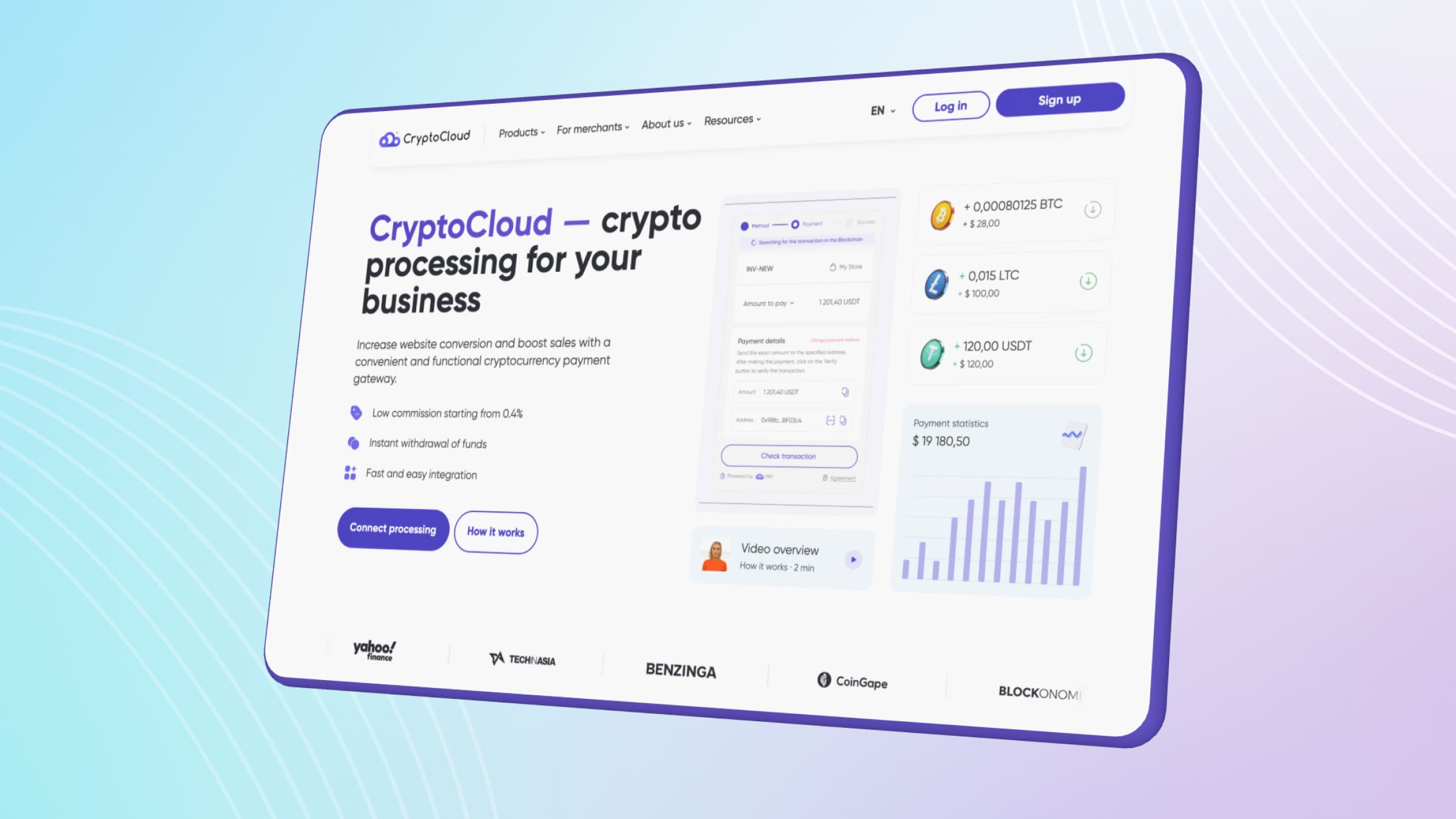 CryptoCloud is a crypto processing that allows high-risk businesses to accept payments.