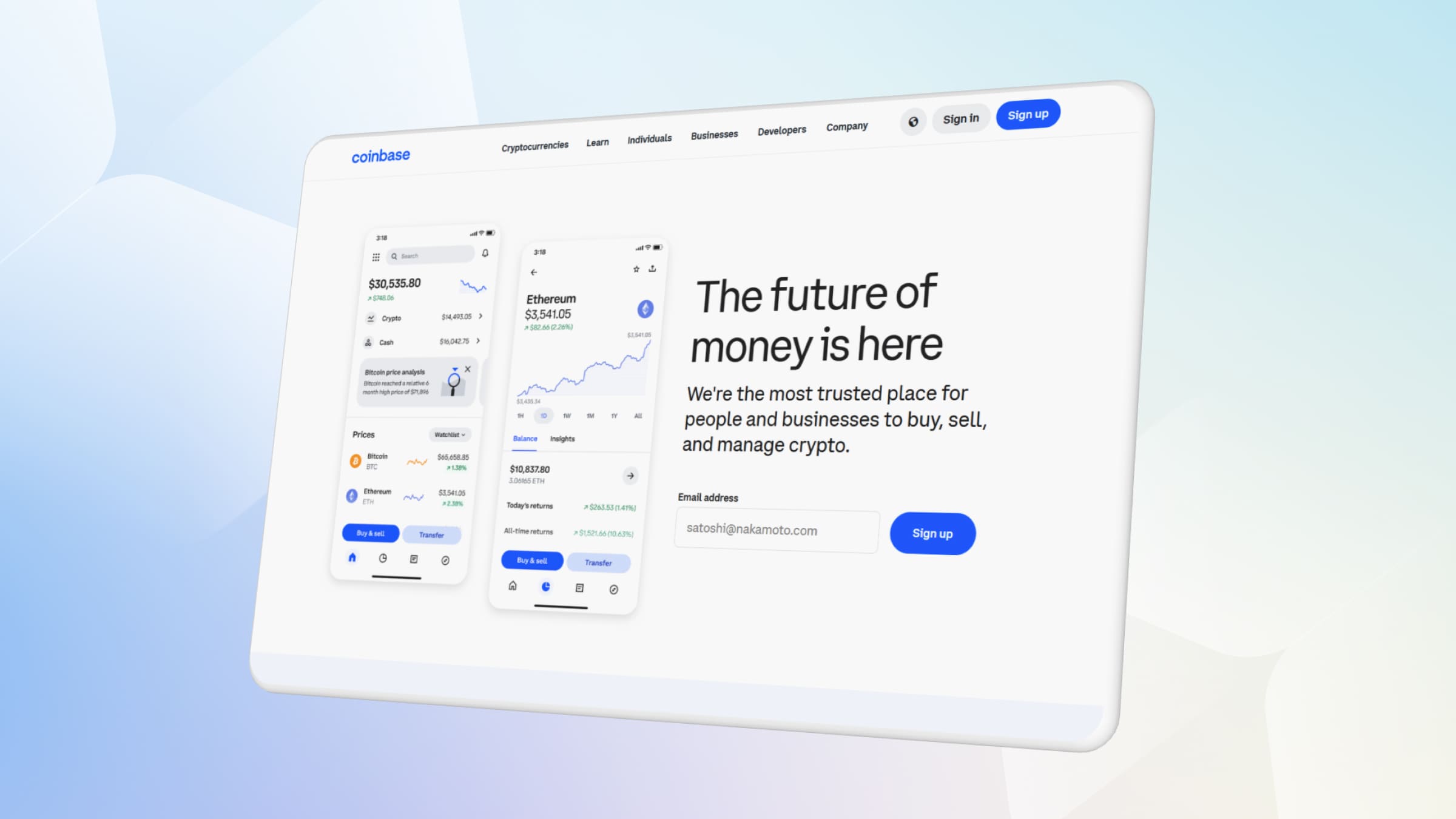 The Coinbase platform is originally a cryptocurrency exchange.