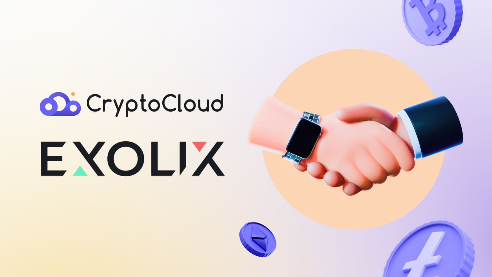 Fast and reliable exchange of 500+ cryptocurrencies via CryptoCloud and Exolix partnership.